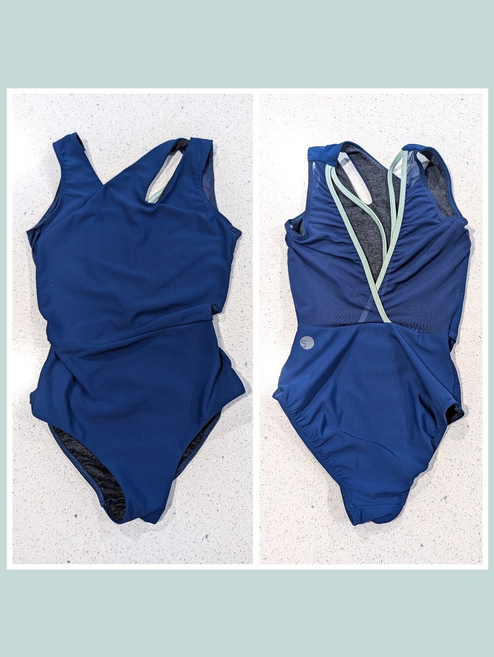 5dancewear Five 5 PA Small Gymnastics Dance Leotard Cutout Mesh MINT Green NAVY